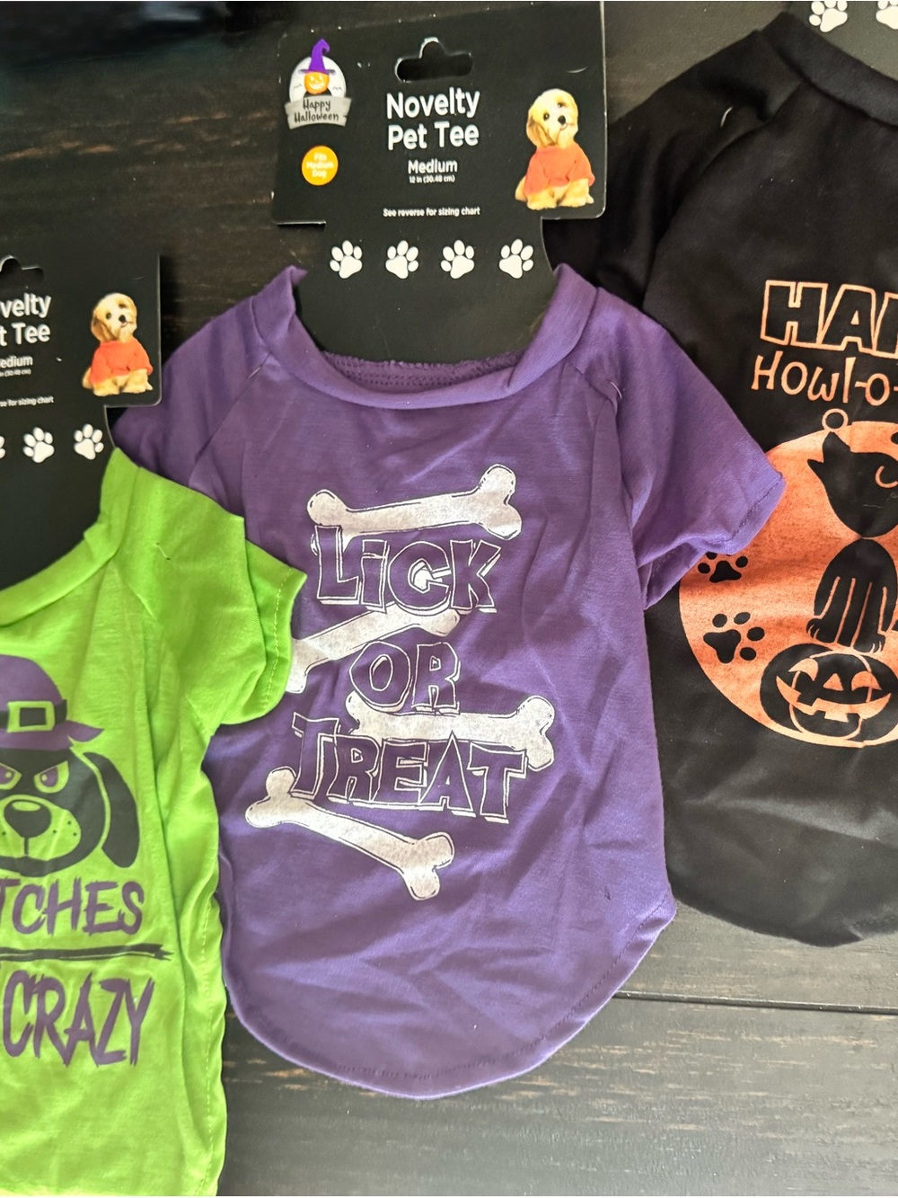 NWT! Set of 3 Happy Halloween Novelty Pet Tee Medium 12”